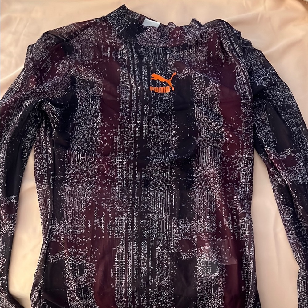 Puma Purple Mesh Long Sleeve Bodysuit